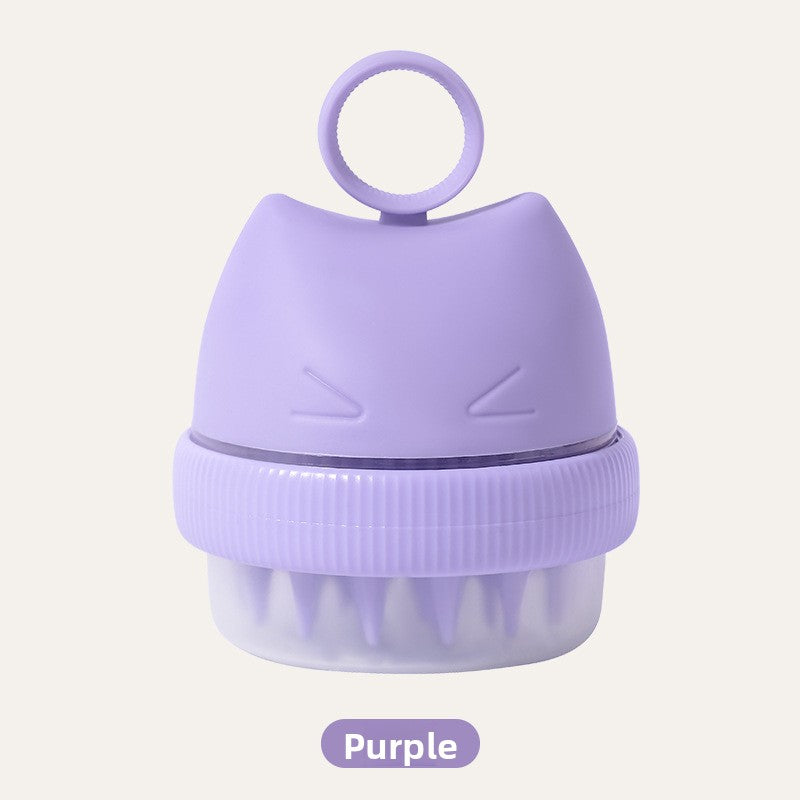 Pet Bath Brush Shampoo Dispenser ? Soft Silicone Grooming Bath Brush