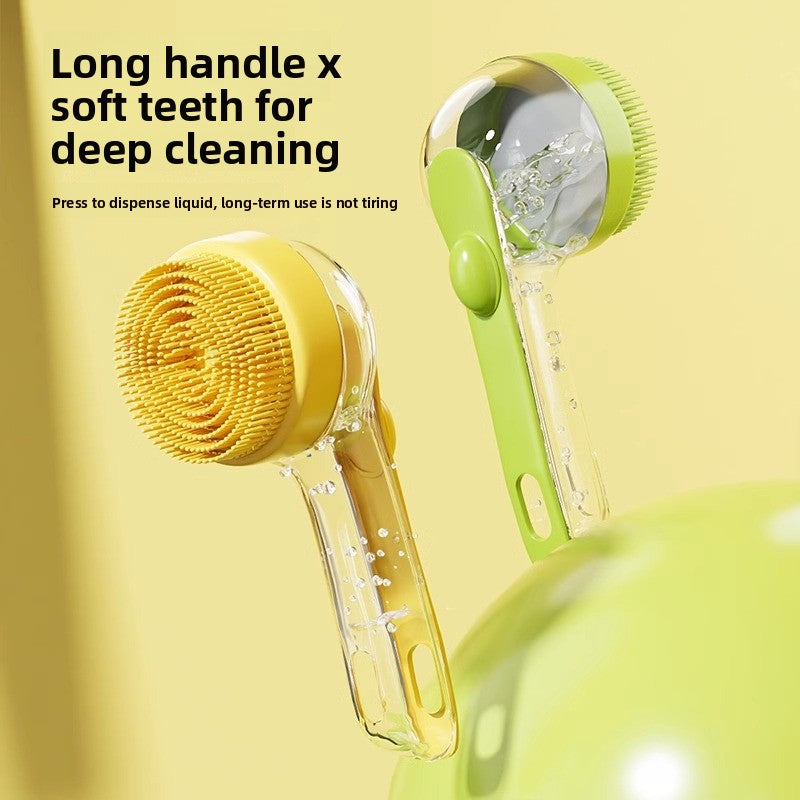 Pet Bath Brush Shampoo Dispenser ? Soft Silicone Grooming Bath Brush