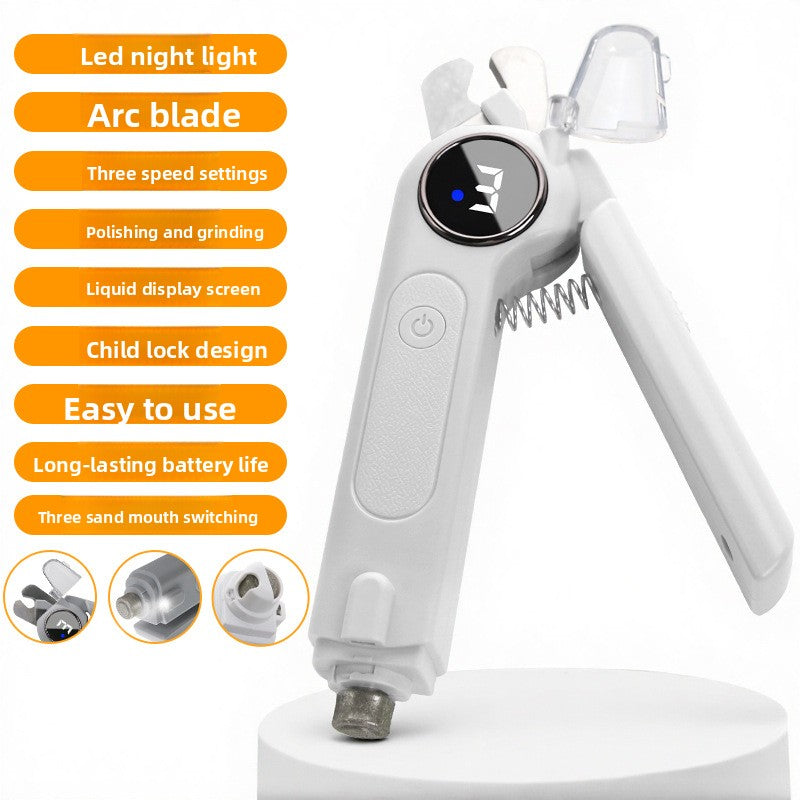 Electric Pet Nail Grinder - 2-in-1 trimming and grinding for cats and dogs.