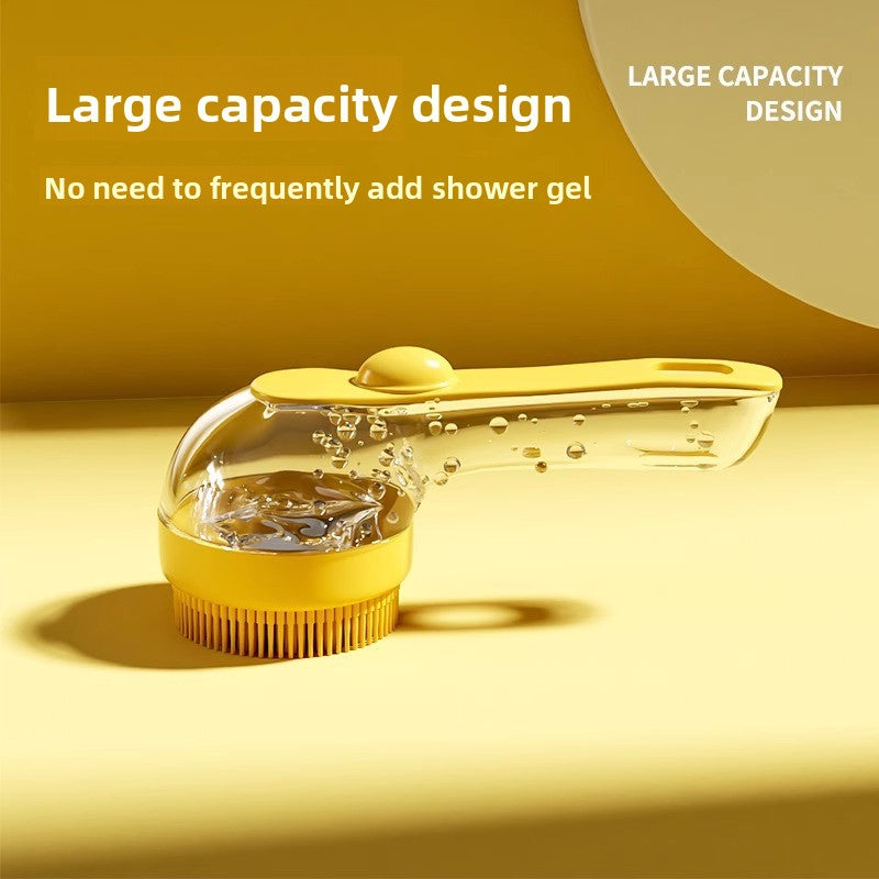 Pet Bath Brush Shampoo Dispenser ? Soft Silicone Grooming Bath Brush