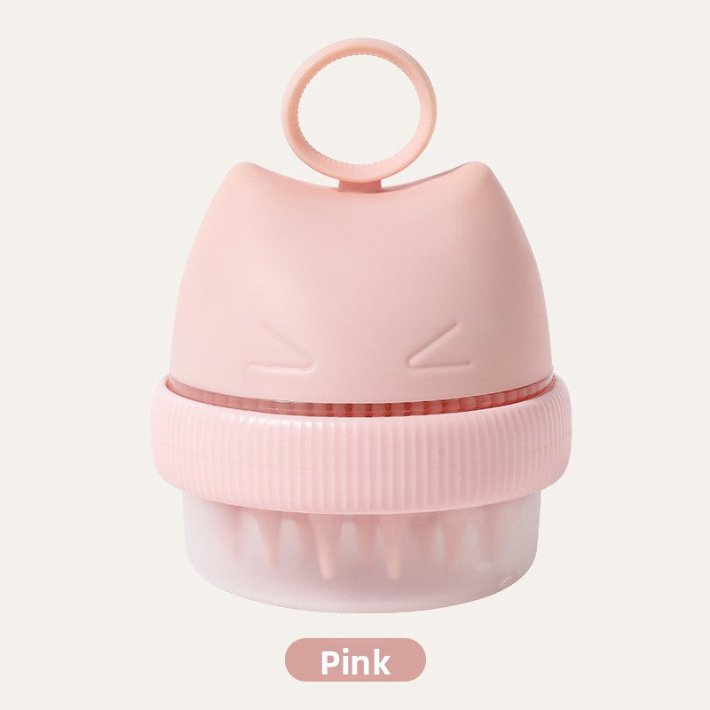 Pet Bath Brush Shampoo Dispenser ? Soft Silicone Grooming Bath Brush