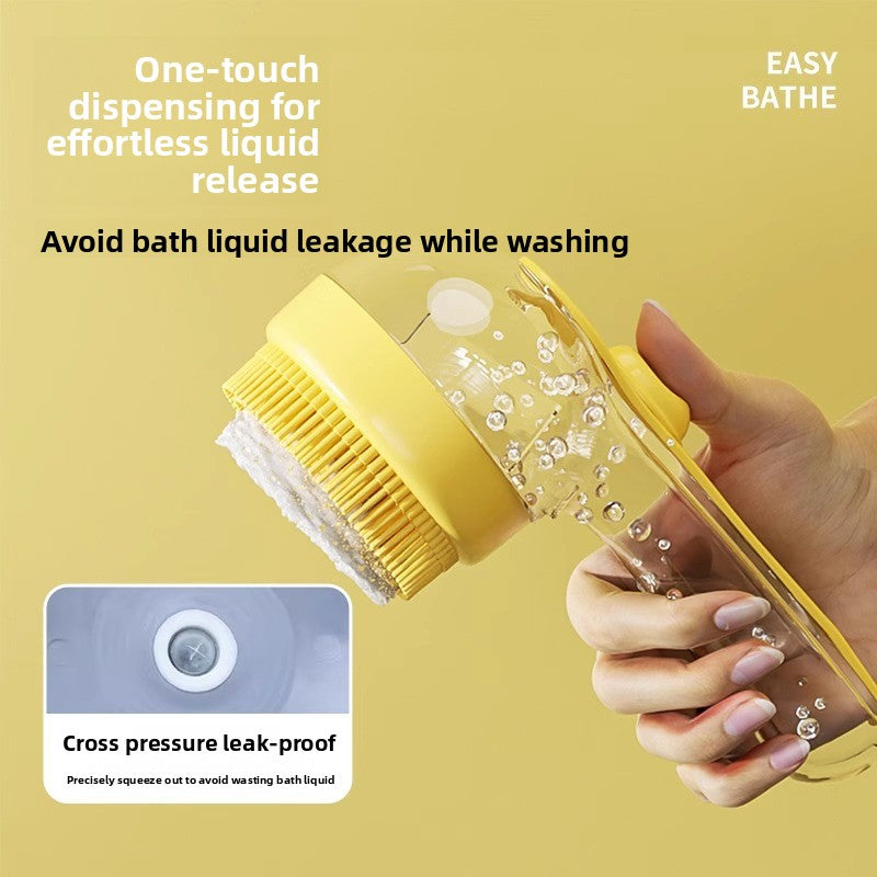Pet Bath Brush Shampoo Dispenser ? Soft Silicone Grooming Bath Brush
