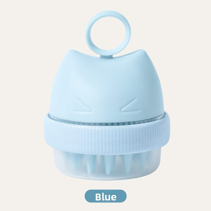Pet Bath Brush Shampoo Dispenser ? Soft Silicone Grooming Bath Brush