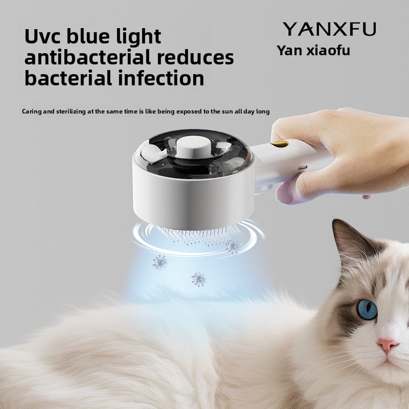 Steam Spray Pet Grooming Comb with UV Sterilization ? Anti-Static Deshedding Brush for Cats & Dogs